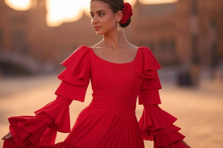 "Desfile de moda flamenca en SIMOF 2025 Sevilla, con diseñadores y modelos en la pasarela."